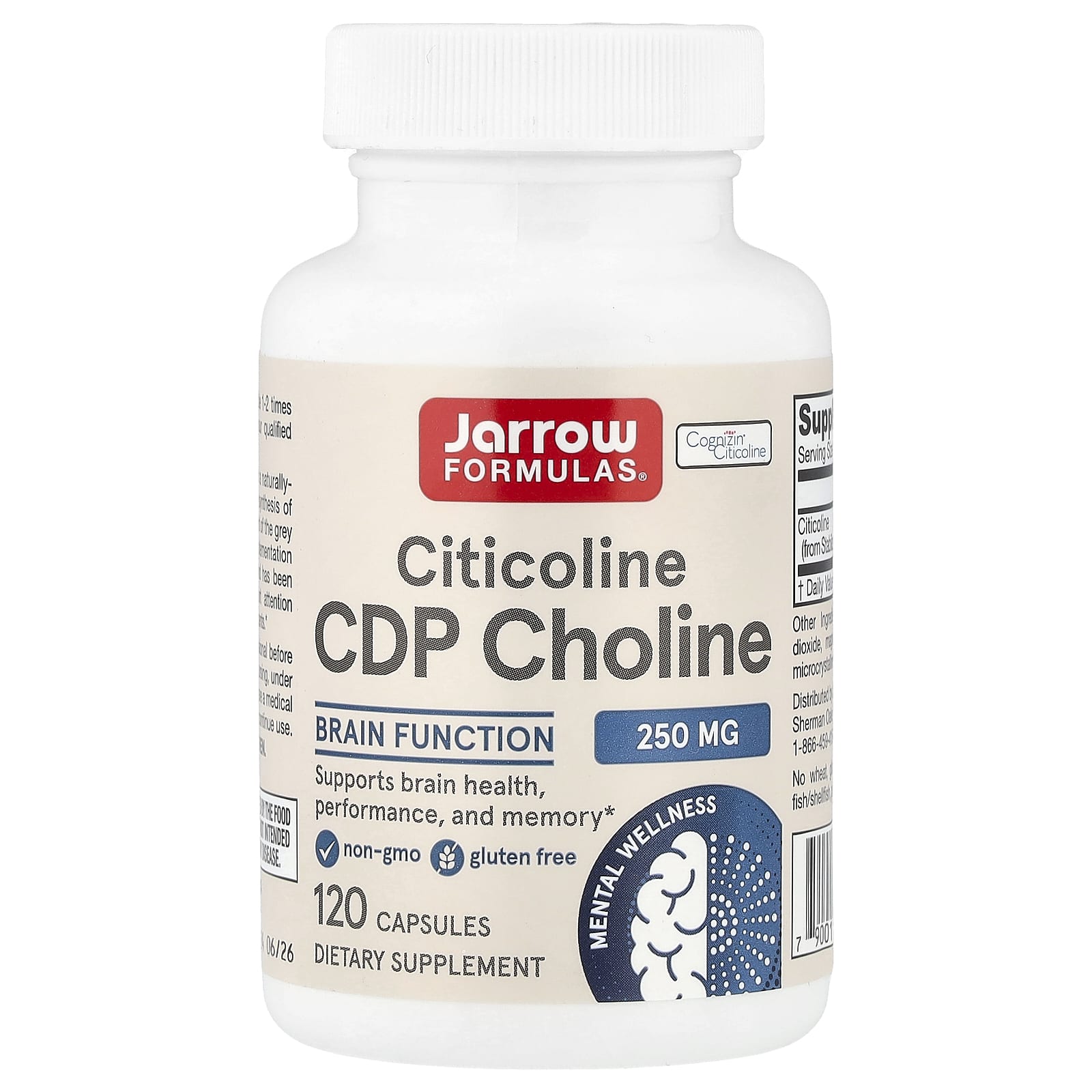 Jarrow Formulas Citicoline CDP Choline 250mg